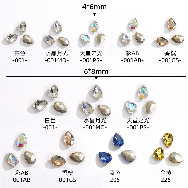 Korean Style Small Fresh Fancy Beauty Drop Shape Tiny Nail Art Crystal Rhinestone