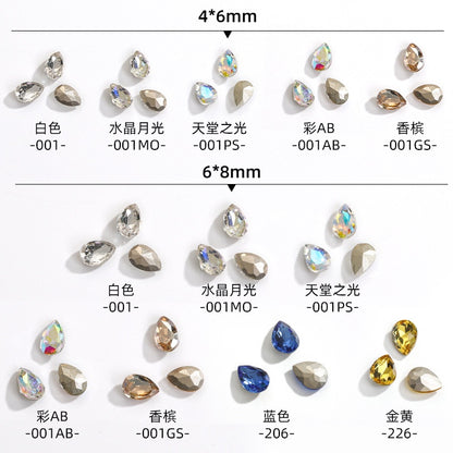 Korean Style Small Fresh Fancy Beauty Drop Shape Tiny Nail Art Crystal Rhinestone