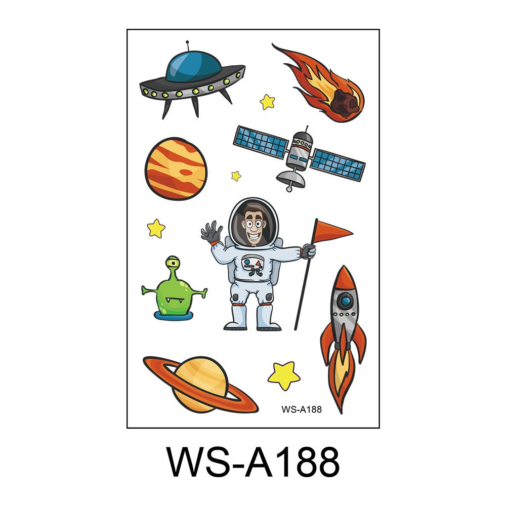 Tattoo Sticker Children's Mini Cartoon Cosmic Astronaut Disposable Temporary Sticker Interstellar