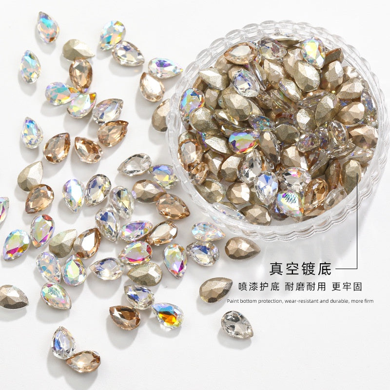 Korean Style Small Fresh Fancy Beauty Drop Shape Tiny Nail Art Crystal Rhinestone