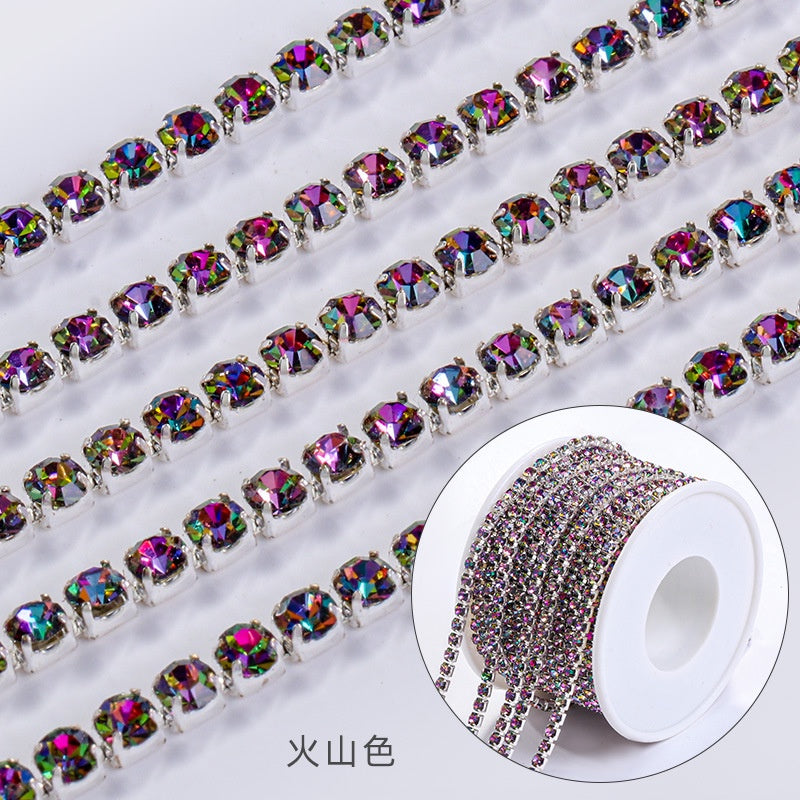【ready stock】Copper silver bottom colorful high-end glass close claw water drill mocha fluorescent DIY accessories accessories accessories