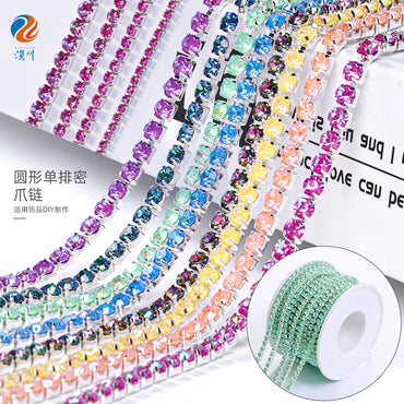 【Genuine in stock】Copper silver bottom colorful high-end glass close claw water drill mocha fluorescent DIY accessories accessories accessories