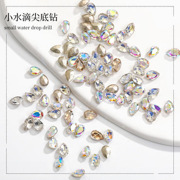 Korean Style Small Fresh Fancy Beauty Drop Shape Tiny Nail Art Crystal Rhinestone