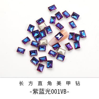 【ready stock】New Design 6*8mm Step Cut 3D Nail Art Rhinestone K9 Nails For DIY Decals Nail Shiny Crystals