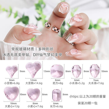 Korean Style Transparent Series Cute Heart Drop Shape Rhinestone DIY Decals Nail Shiny Crystals