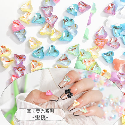 Nail Art Ornament Crystal 20pcs Sweet Heart Shap Mocha Fluorescence Color Jewelry Diy Rhinestone