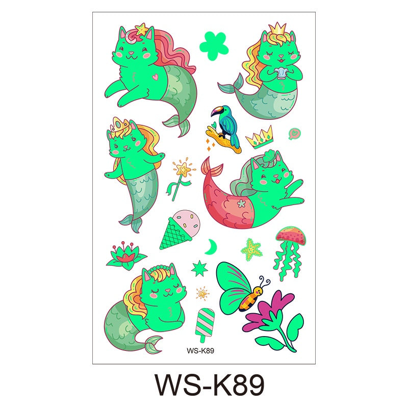 [Genuine goods in stock] Cartoon luminous tattoo stickers are durable, beautiful and fashionable. Personalized tattoo stickers include dinosaurs, mermaids,, luminous stickers