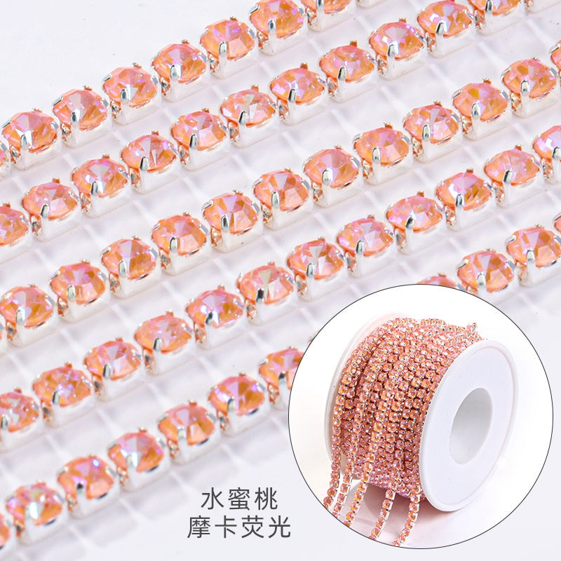 【ready stock】Copper silver bottom colorful high-end glass close claw water drill mocha fluorescent DIY accessories accessories accessories