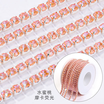 【ready stock】Copper silver bottom colorful high-end glass close claw water drill mocha fluorescent DIY accessories accessories accessories