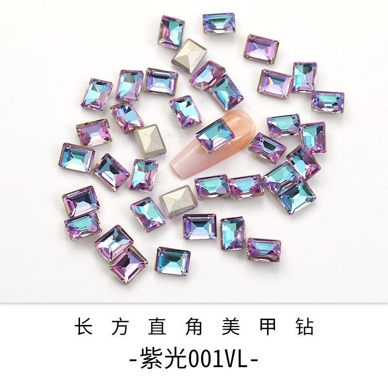 【ready stock】New Design 6*8mm Step Cut 3D Nail Art Rhinestone K9 Nails For DIY Decals Nail Shiny Crystals