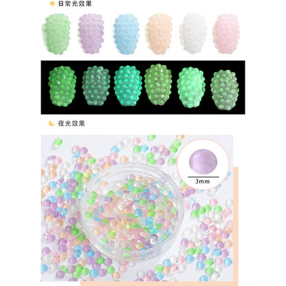 Glow In Dark Luminous Resin Round Rhinestone Flatback Colorful Nail Art Rhinestone for Phone Case