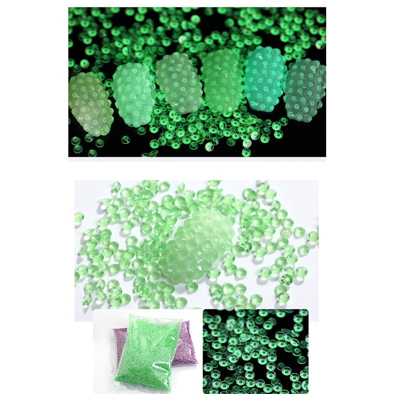 Glow In Dark Luminous Resin Round Rhinestone Flatback Colorful Nail Art Rhinestone for Phone Case