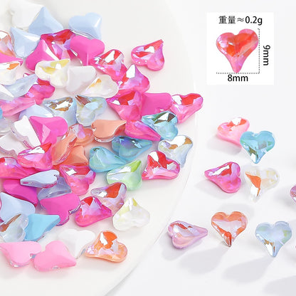 Nail Art Ornament Crystal 20pcs Sweet Heart Shap Mocha Fluorescence Color Jewelry Diy Rhinestone