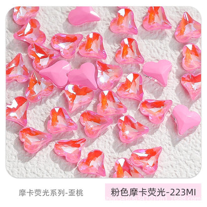Nail Art Ornament Crystal 20pcs Sweet Heart Shap Mocha Fluorescence Color Jewelry Diy Rhinestone