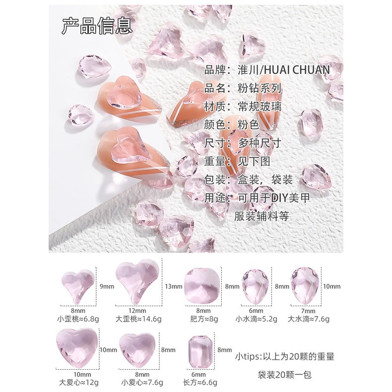 Korean Style Transparent Series Cute Heart Drop Shape Rhinestone DIY Decals Nail Shiny Crystals