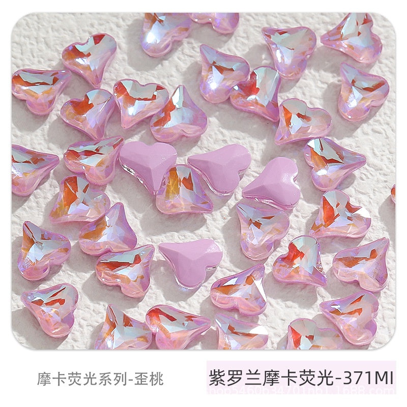 Nail Art Ornament Crystal 20pcs Sweet Heart Shap Mocha Fluorescence Color Jewelry Diy Rhinestone