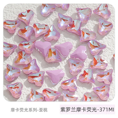 Nail Art Ornament Crystal 20pcs Sweet Heart Shap Mocha Fluorescence Color Jewelry Diy Rhinestone