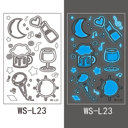 【Ready stock】kawaii Sexy tattoo stickers, fashion trends, nightclubs, bars, music festivals, carnival parties, tattoo stickers, fluorescent notes, luminous cool face stickers