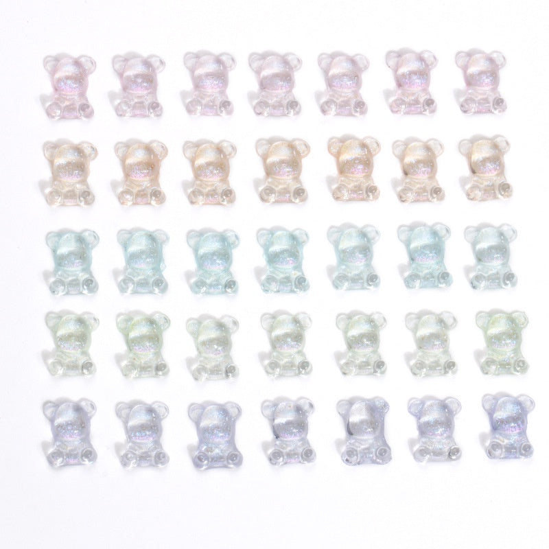 10pcs Transparent Bear Nail Rhinestone Resin Cute Decorative Rhinestone DIY Nail Art Sticker