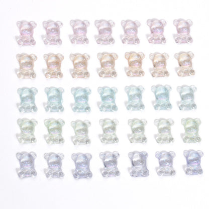 10pcs Transparent Bear Nail Rhinestone Resin Cute Decorative Rhinestone DIY Nail Art Sticker
