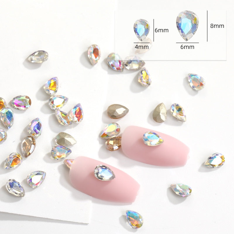 Korean Style Small Fresh Fancy Beauty Drop Shape Tiny Nail Art Crystal Rhinestone