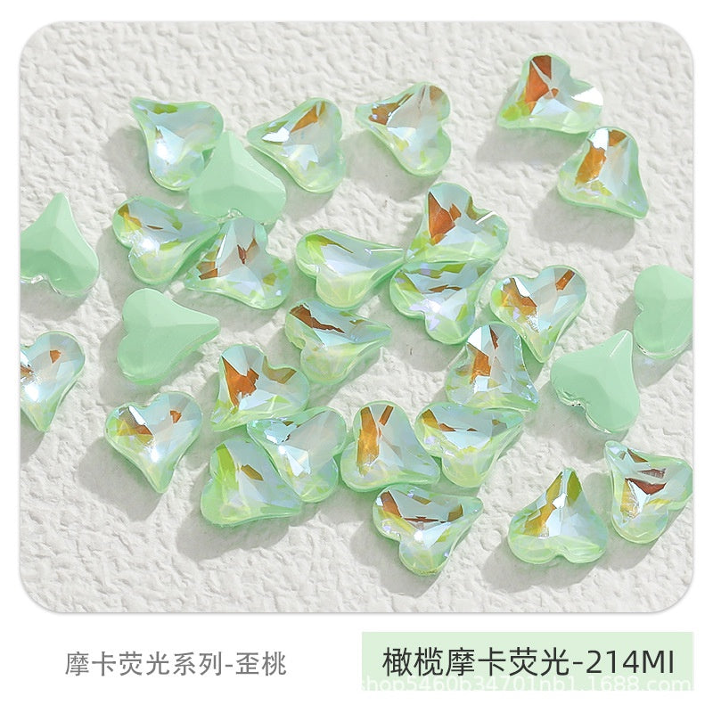 Nail Art Ornament Crystal 20pcs Sweet Heart Shap Mocha Fluorescence Color Jewelry Diy Rhinestone