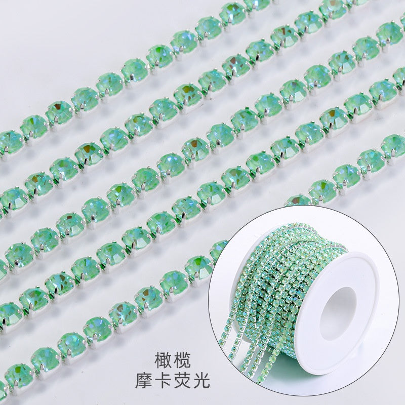 【Genuine in stock】Copper silver bottom colorful high-end glass close claw water drill mocha fluorescent DIY accessories accessories accessories