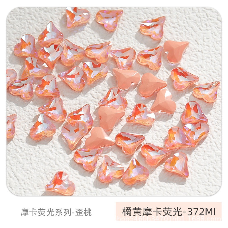 Nail Art Ornament Crystal 20pcs Sweet Heart Shap Mocha Fluorescence Color Jewelry Diy Rhinestone