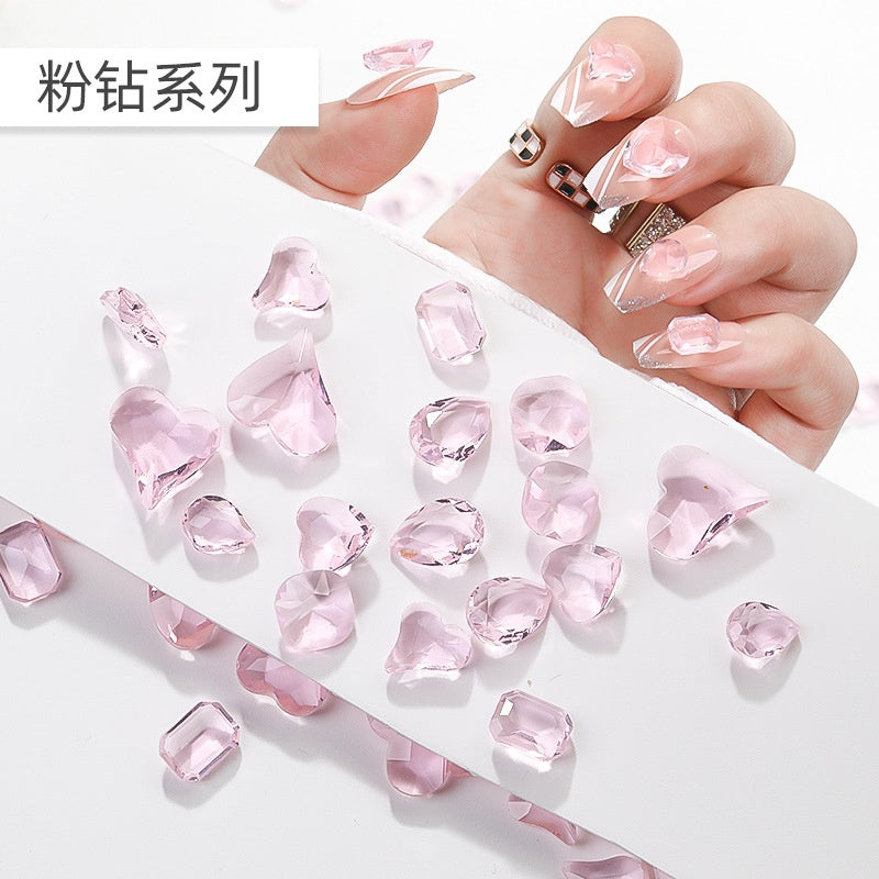 Korean Style Transparent Series Cute Heart Drop Shape Rhinestone DIY Decals Nail Shiny Crystals