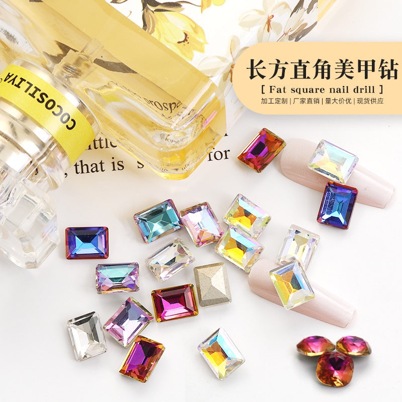 【ready stock】New Design 6*8mm Step Cut 3D Nail Art Rhinestone K9 Nails For DIY Decals Nail Shiny Crystals