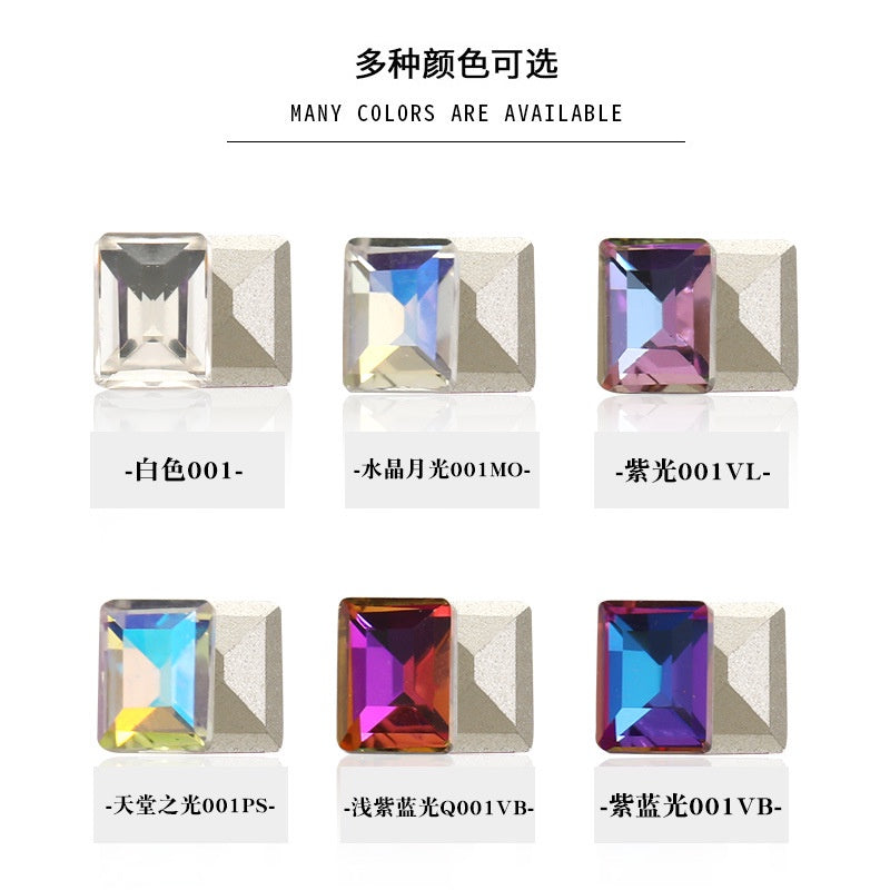 【ready stock】New Design 6*8mm Step Cut 3D Nail Art Rhinestone K9 Nails For DIY Decals Nail Shiny Crystals