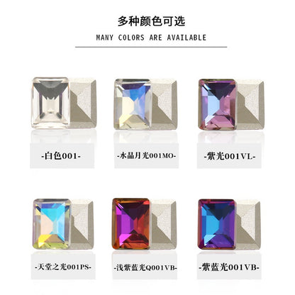 【ready stock】New Design 6*8mm Step Cut 3D Nail Art Rhinestone K9 Nails For DIY Decals Nail Shiny Crystals