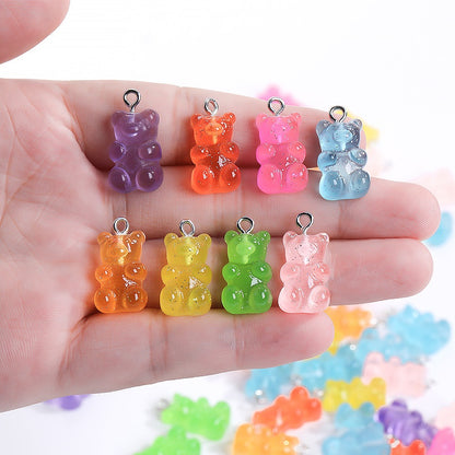 Cute Pendant Resin Bear Jelly Color Children's pendant phone case Diy handmade jewelry