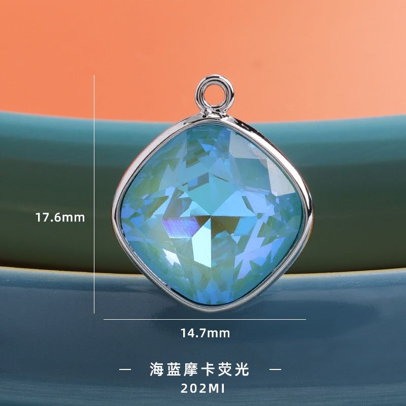 Korean Style Beauty Color Cushion Shaoe Alloy Crystal Rhinestone Pendant