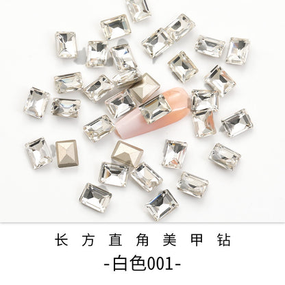 【ready stock】New Design 6*8mm Step Cut 3D Nail Art Rhinestone K9 Nails For DIY Decals Nail Shiny Crystals