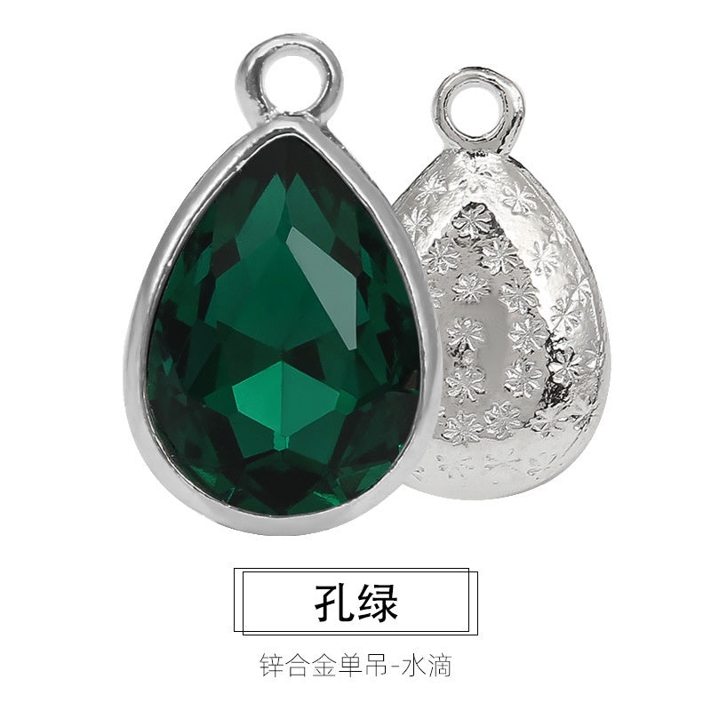 Korean Style Drop Shap Crystal Rhinestone Zine Alloy Pendant Girls Earring Ornament