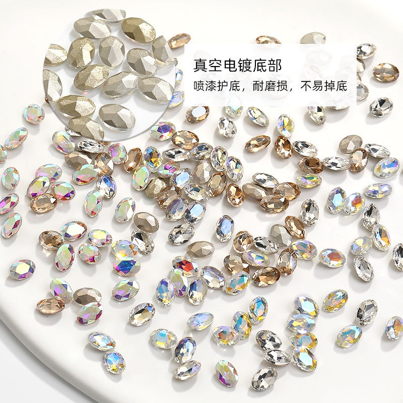 Korean style fancy Oval Pointy bottoming Rhinestone Nail art Crystal Girl Rhinestone nail art