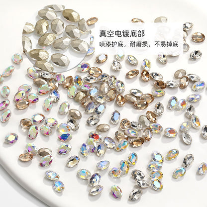 Korean style fancy Oval Pointy bottoming Rhinestone Nail art Crystal Girl Rhinestone nail art