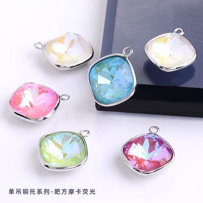 Korean Style Beauty Color Cushion Shaoe Alloy Crystal Rhinestone Pendant