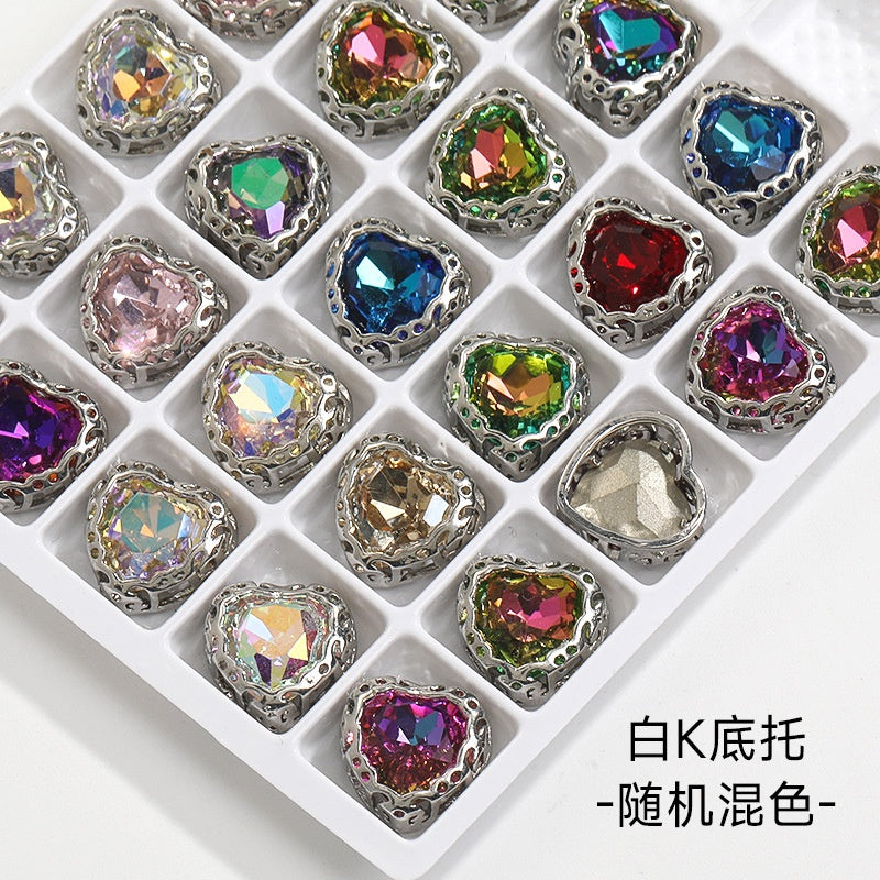 Heart Shape Beauty Crystal Rhinestone with Setting for Ornament Clothing Garment
