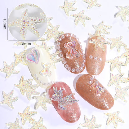 Aurora Starfish Shape Resin Rhinestone Japanese Style Nail Art Stickers DIY Jewelry