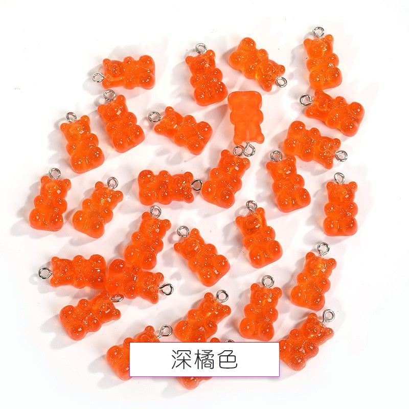 Cute Pendant Resin Bear Jelly Color Children's pendant phone case Diy handmade jewelry