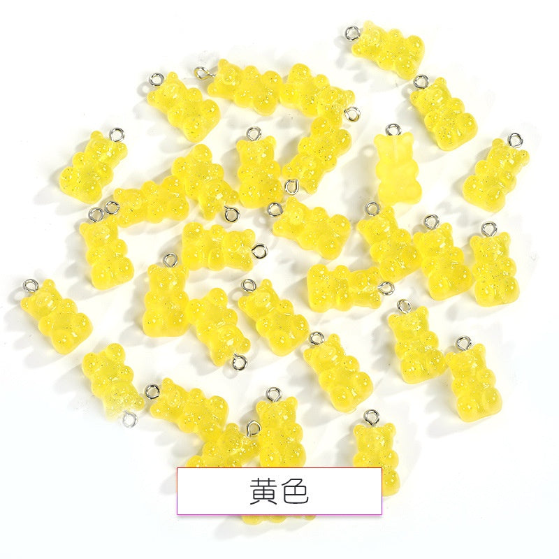 Cute Pendant Resin Bear Jelly Color Children's pendant phone case Diy handmade jewelry