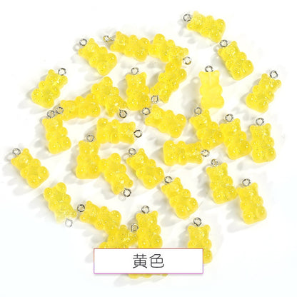 Cute Pendant Resin Bear Jelly Color Children's pendant phone case Diy handmade jewelry