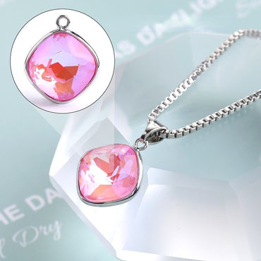 Fat Square Mocha Fluorescent Pendant Accessories Single Hole Pendant Accessories Alloy Accessories Single Hanging Diy Glass Drill Zipper Accessories