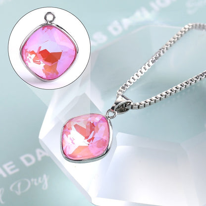 Fat Square Mocha Fluorescent Pendant Accessories Single Hole Pendant Accessories Alloy Accessories Single Hanging Diy Glass Drill Zipper Accessories