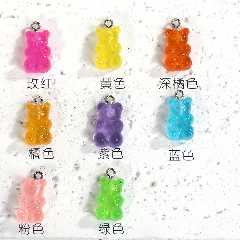 Cute Pendant Resin Bear Jelly Color Children's pendant phone case Diy handmade jewelry