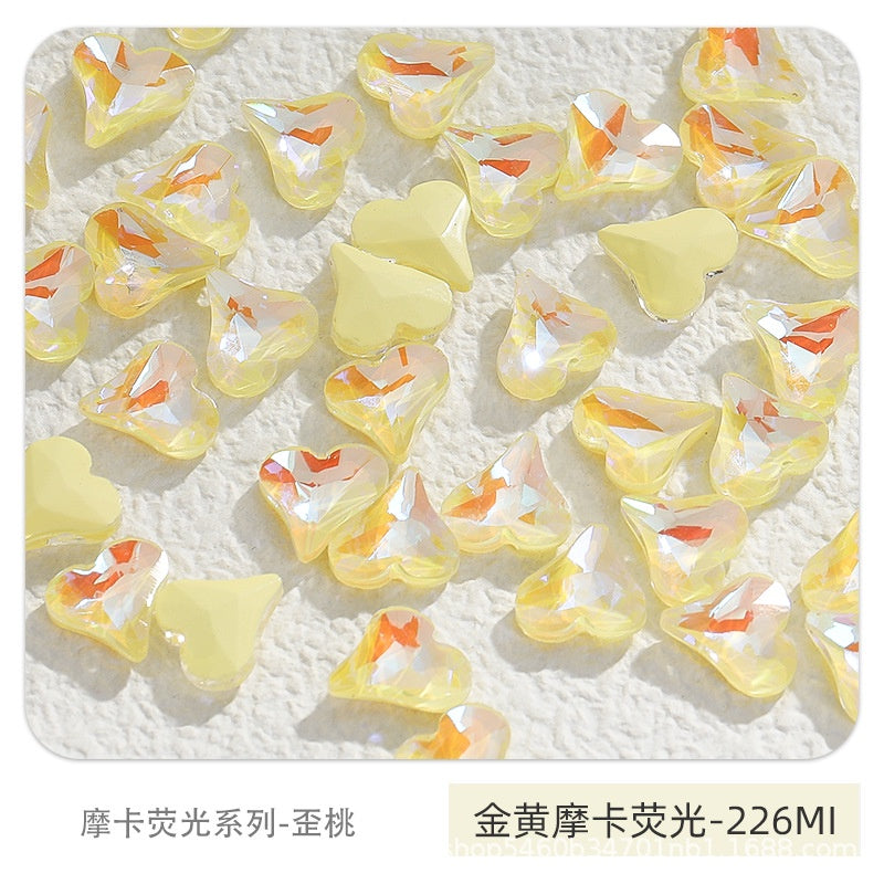Nail Art Ornament Crystal 20pcs Sweet Heart Shap Mocha Fluorescence Color Jewelry Diy Rhinestone