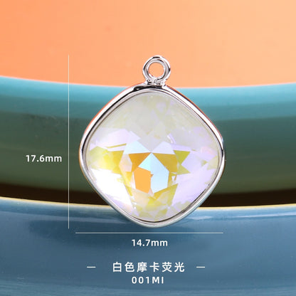 Korean Style Beauty Color Cushion Shaoe Alloy Crystal Rhinestone Pendant