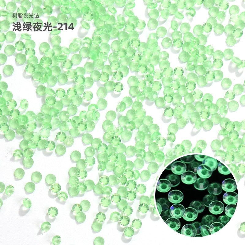 Glow In Dark Luminous Resin Round Rhinestone Flatback Colorful Nail Art Rhinestone for Phone Case